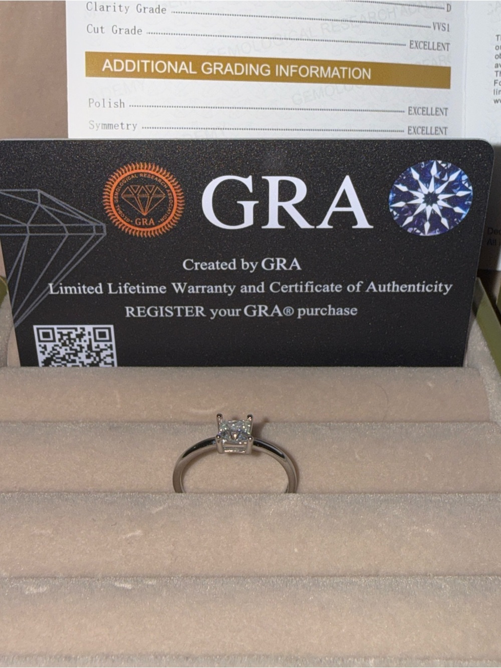 Sterling Silver Ring with 0.5 Princess cut Moissanite Authentic Adjustable band